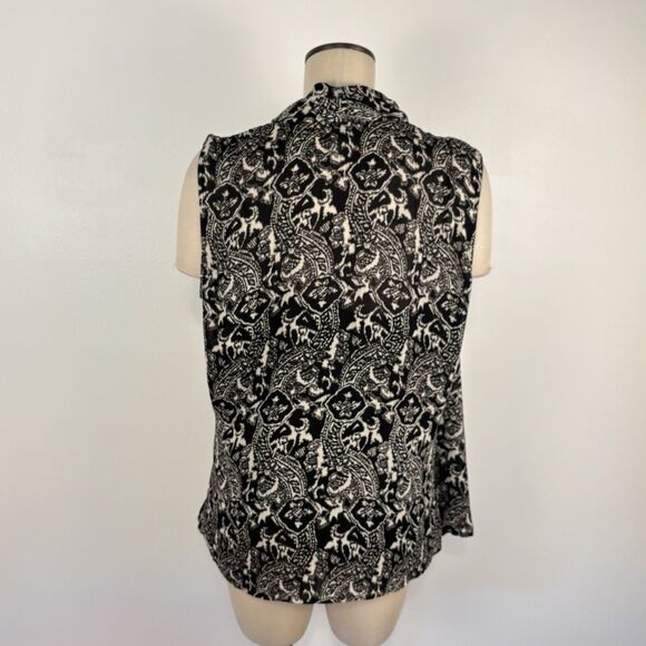 Talbots Black and White Paisley Blouse & Tank Cowl Neck Wrap Sleeveless Size 16W - Picture 5 of 7